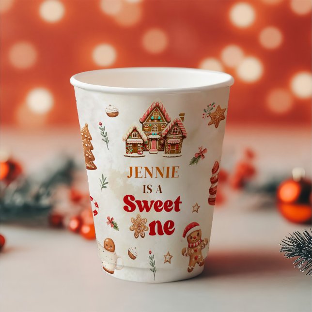 Sweet One Christmas Gingerbread House 1st Birthday Paper Cups (Creator Uploaded)