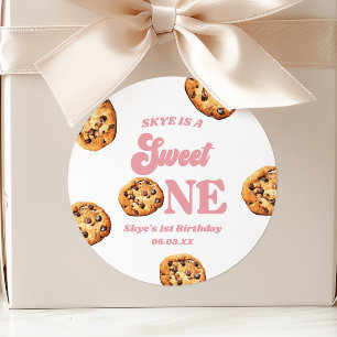 Sweet One Cookies and Milk 1st Birthday Party Classic Round Sticker