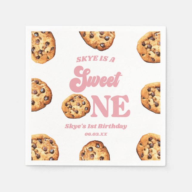 Sweet One Cookies and Milk 1st Birthday Party Napkin (Front)