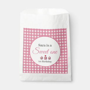 Sweet One Cupcake for 1st Birthday Girl Party Favour Bag
