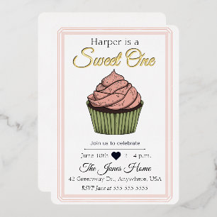 Sweet One Cupcake Invitation
