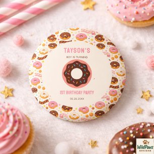 Sweet One Donut 1st Birthday Party   Cute Donut  3 Cm Round Badge
