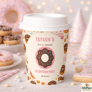 Sweet One Donut 1st Birthday Party   Cute Donut  Paper Cups
