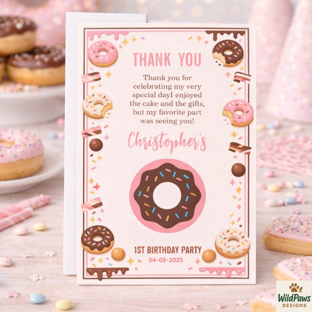 Sweet One Donut 1st Birthday Party | Cute Donut Thank You Card (Sweet One Donut 1st Birthday Party | Cute Donut Thank You Card
)