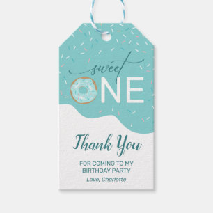 Sweet One Donut Girl's 1st Birthday Thank You Gift Tags