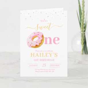 Sweet One Donuts Birthday Invitation, Girls 1st  Invitation