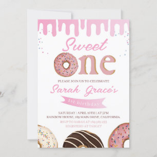 Sweet One Doughnut 1st Birthday Invitation