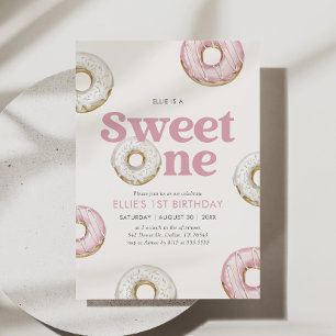 Sweet One Doughnut 1st Birthday Invitation