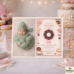 Sweet One Doughnut 1st Birthday Party   Cute Dough Invitation