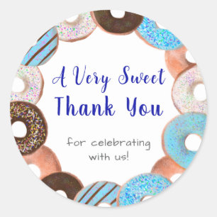 Sweet One Doughnut 1st Birthday Party Thank You Classic Round Sticker
