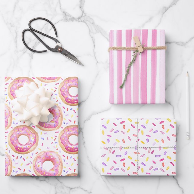 Sweet One Doughnut Birthday Gift Wrap (Front)
