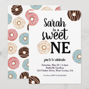 Sweet One Doughnut Birthday Invitation