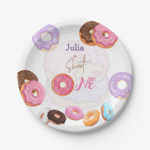 Sweet one Doughnut  birthday pink  Paper Plate