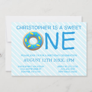 Sweet One Doughnut Boy 1st Birthday Invitation