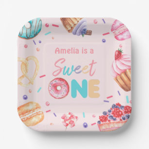 Sweet One Doughnut Candy Birthday Paper Plates