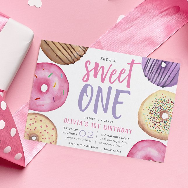 Sweet One | Doughnut First Birthday Party Invitation (Creator Uploaded)