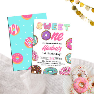 Sweet One Doughnut Girl's 1st Birthday Invitation