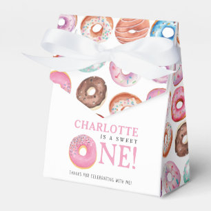 Sweet One Doughnut Pink 1st First Birthday Party Favour Box
