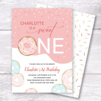 Sweet One Doughnut Pink Frosting Girl's 1st Birthd