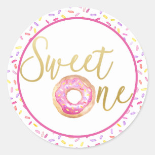 Sweet One Doughnut Theme Birthday Party Sticker