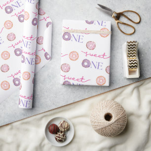 Sweet one Doughnut Theme Birthday Party Wrapping Paper