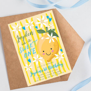 Sweet One First Birthday, Boys Lemon 1st Photo Invitation