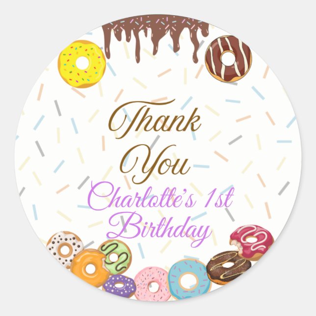 Sweet One First Birthday Favour sticker (Front)