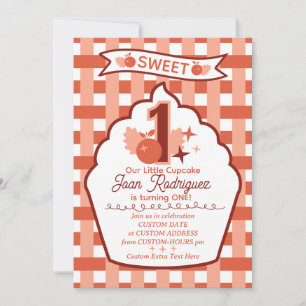 Sweet One First Birthday Gingham Photo Invitations