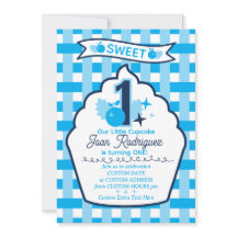 Sweet One First Birthday Gingham Photo Invitations