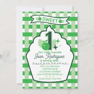 Sweet One First Birthday Gingham Photo Invitations