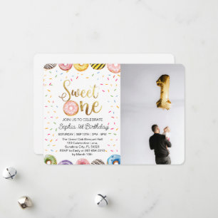 Sweet One First Birthday Invitation, Doughnut 1st Holiday Card