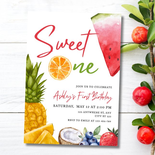 Sweet One First Birthday Invite, Tropical Fruit  Invitation (Creator Uploaded)