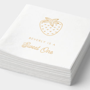 Sweet One First Birthday Strawberry Hearts Napkins