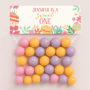Sweet One Floral Dessert Goodie Treat Bag Topper Card