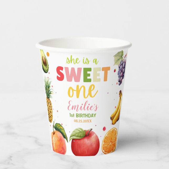 Sweet One Fruit 1st Birthday Bash, Summer Party Paper Cups (Front)