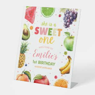 Sweet One Fruit 1st Birthday Bash, Summer Party Pedestal Sign