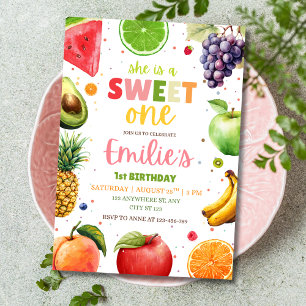 Sweet One Fruit 1st Birthday Invite, Summer Party Invitation