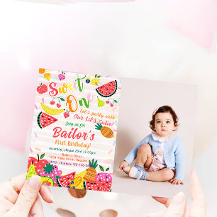 Sweet One   Fruit Party Birthday Invitation