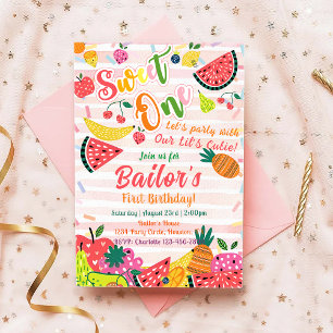Sweet One   Fruit Party Birthday Invitation