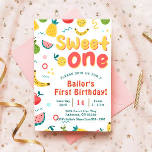 Sweet One   Fruit Party Birthday Invitation
