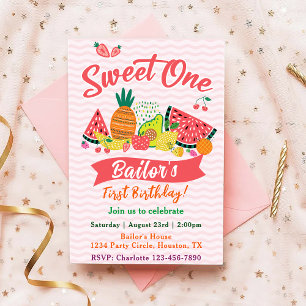 Sweet One   Fruit Party Birthday Invitation
