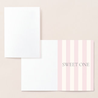 Sweet One, gift bag, pink, stripes Foil Card