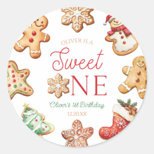Sweet One Gingerbread Cookie 1st Birthday Party Classic Round Sticker