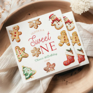 Sweet One Gingerbread Cookie 1st Birthday Party Napkin