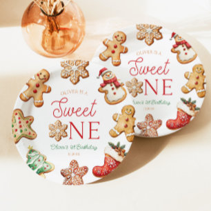 Sweet One Gingerbread Cookie 1st Birthday Party Paper Plate