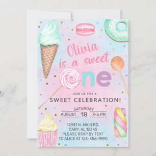 Sweet One girl first, 1st birthday invitation. Invitation