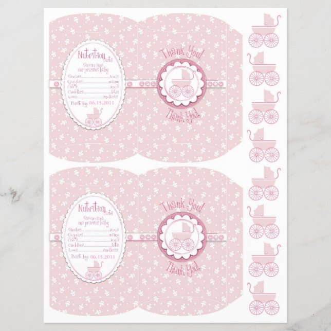 Sweet One Girl Mini Puff Box Template Flyer (Front)