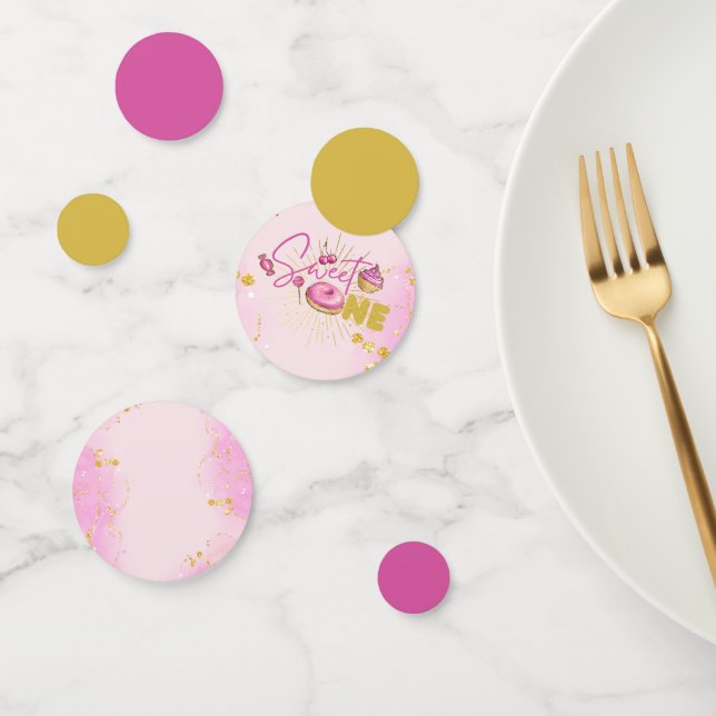 Sweet One Girl's 1st Birthday Pink Gold Desserts Confetti (Group)