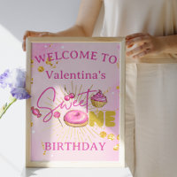 Sweet One Girl's 1st Birthday Sweets Welcome Sign