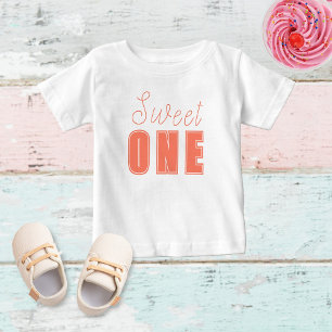 Sweet ONE, girls pink first birthday  Baby T-Shirt